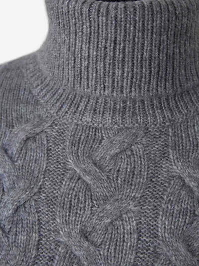 Gran Sasso Cable-knit Turtleneck Sweater In Gray