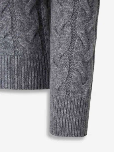 Gran Sasso Cable-knit Turtleneck Sweater In Gray