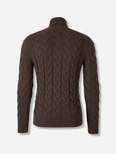 Gran Sasso Cable-knit Turtleneck Sweater In Brown
