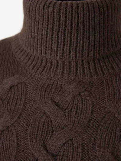 Gran Sasso Cable-knit Turtleneck Sweater In Brown