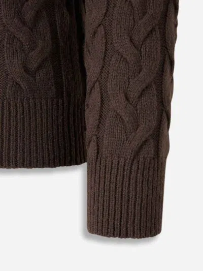 Gran Sasso Cable-knit Turtleneck Sweater In Brown