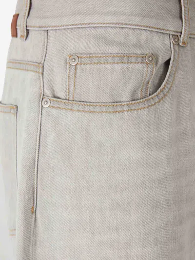 Palm Angels Curved Logo Loose Jeans In Gray