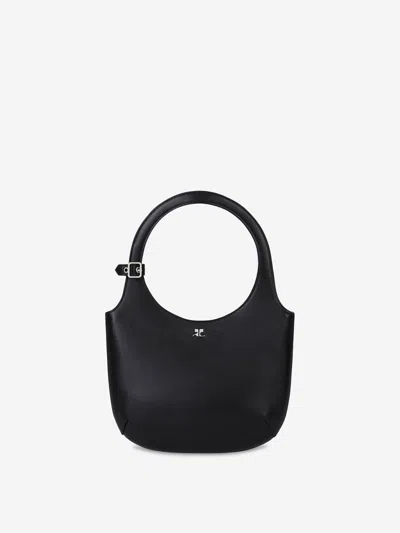 Courrèges Holy Smooth Leather Bag In Black