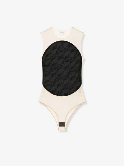 Courrèges Illusion Mesh And Duchesse-satin Bodysuit In Neutral