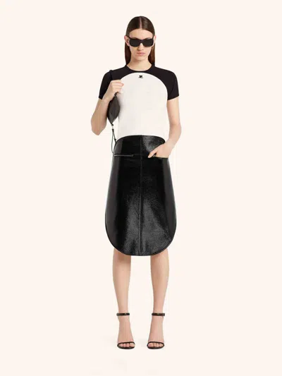 Courrèges Circle Contrast White And Black Cotton T-shirt In White