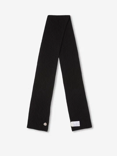 Moncler Textured Wool Blend Scarf Accessory In Black