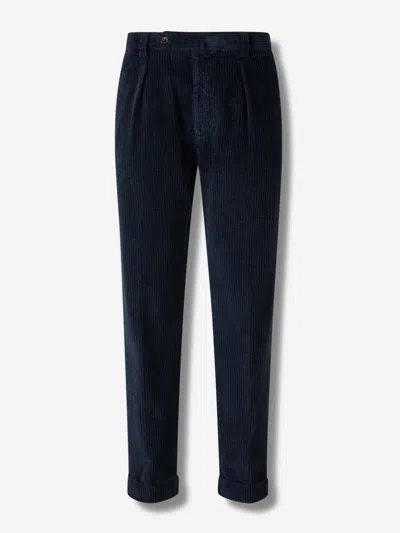 Berwich Pleated Corduroy Trousers In Black