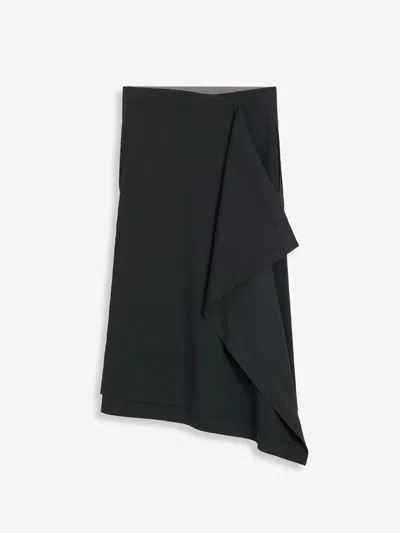 Ami Alexandre Mattiussi Ami Wrap Asymmetrical Wool Skirt In Black
