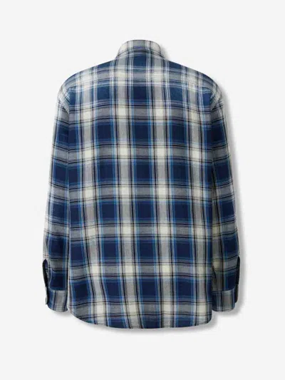 Dsquared2 Checked Pattern Shirt With Pockets And Collar In Blue
