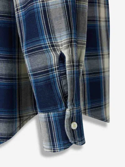 Dsquared2 Checked Pattern Shirt With Pockets And Collar In Blue