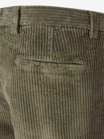 Berwich Pleated Corduroy Trousers In Green