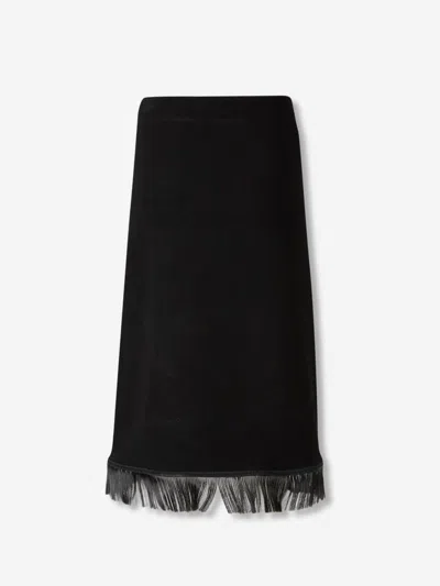 Jil Sander Fringe-detail Midi Skirt In Black