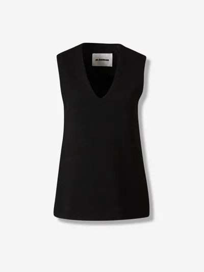 Jil Sander V-neck Sleeveless Top In Black