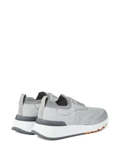 Brunello Cucinelli Runners In Techno Cotton Knit With Termonastrature Shoes In Neutral