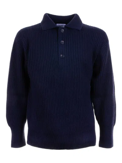 Malo Button-closure Long-sleeve Polo Shirt In Blue