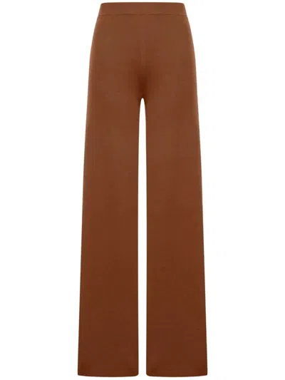 Max Mara Wide-leg High-rise Trousers Seam Detail In Brown