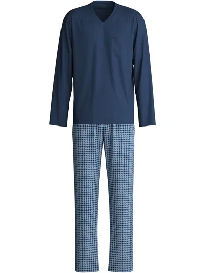 Calida V-neck Patterned Pyjamas In Blue