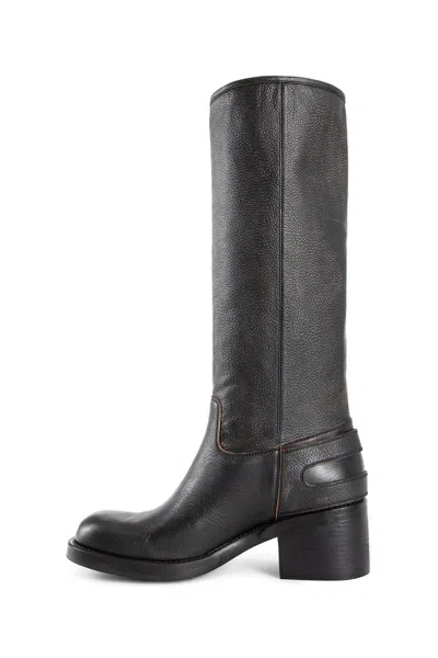 Chloé New Bikers Buckled Textured-leather Boots In Black