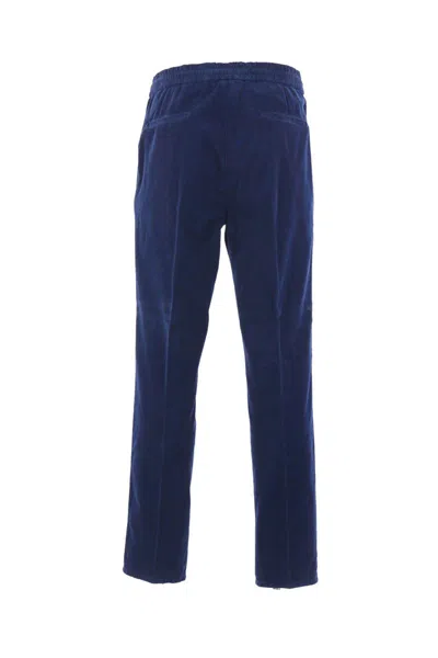 Brunello Cucinelli Garment-dyed Leisure Fit Corduroy Trousers In Blue