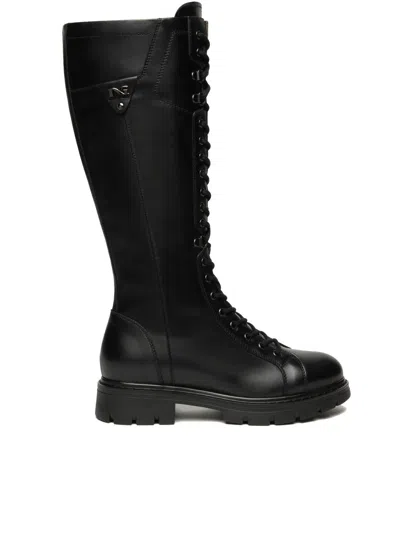 Nero Giardini Lace-up Leather Boots In Black