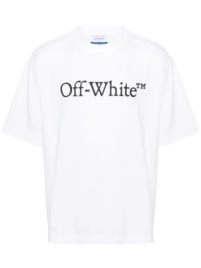 Off-white Oversized White T-shirt With Contrasting Logo Print In Cotton Man In White