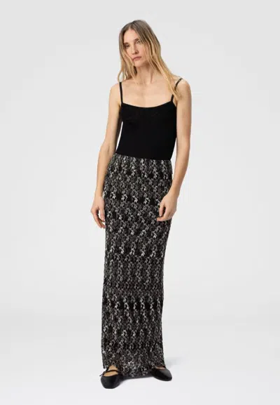 Missoni Long Pencil Skirt In Embroidered Lace In Gray