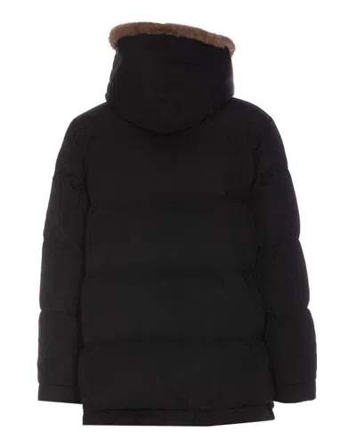 Lou Andrea Black Down Jacket Frontal Zip Closure In Black