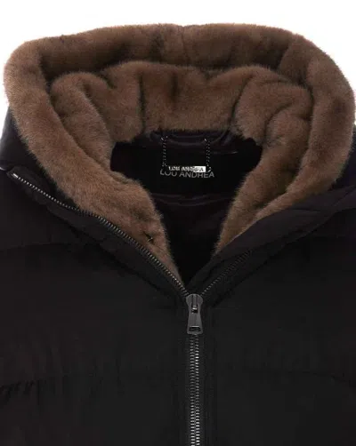 Lou Andrea Black Down Jacket Frontal Zip Closure In Black