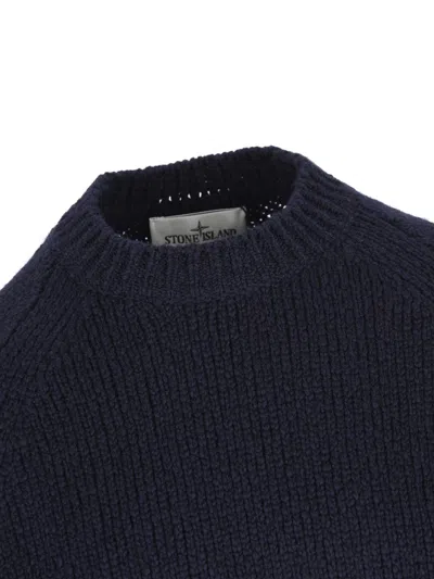 Stone Island Mens Navy Blue Crewneck Relaxed-fit Knitted Jumper Xxl In Blue