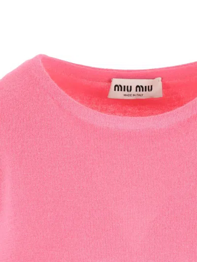 Miu Miu Crew Neck Vest In Pink