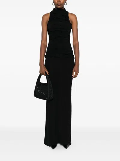 Amen Turtleneck Ruched Top In Black