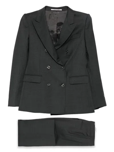 Tagliatore Double-breasted Evening Suit In Gray