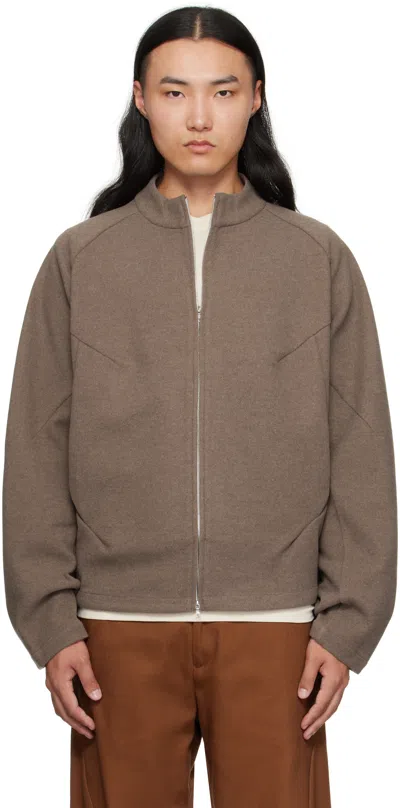 J Eongl I Brown Hybrid Wool Slash Jacket In Brown