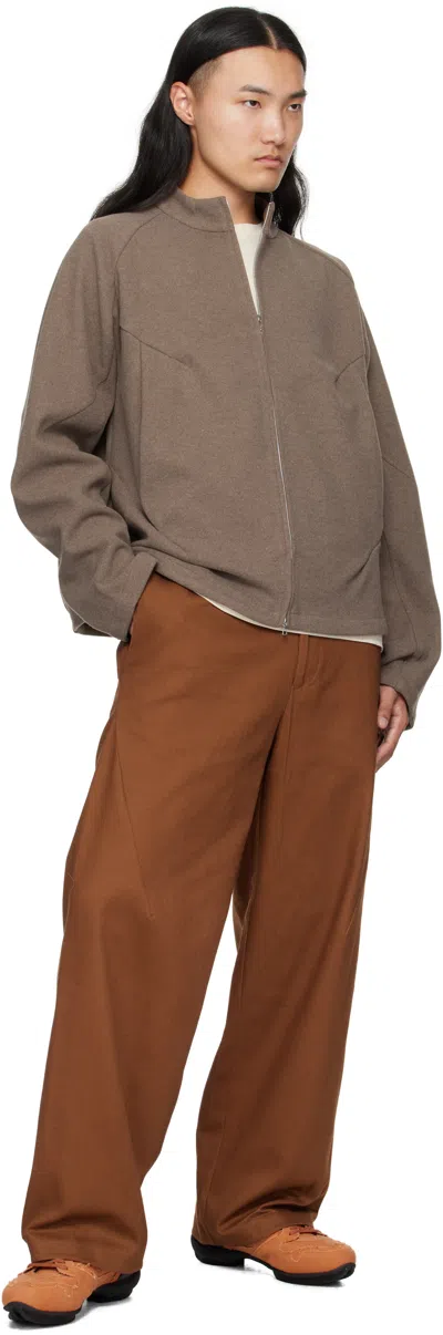 J Eongl I Brown Hybrid Wool Slash Jacket In Brown