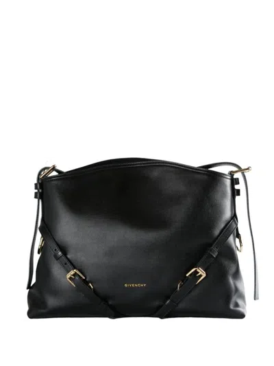 Givenchy Voyou Buckled Leather Shoulder Bag In Black