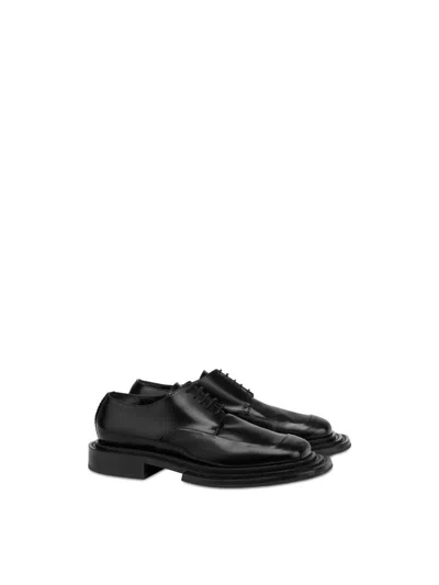 Moschino Lace-up Calf Leather Shoes With Chunky Sole In Black