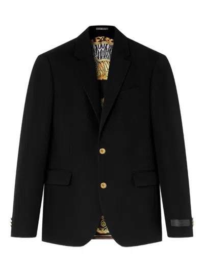 Versace Tailored Single Breasted Blazer With Notched Lapels In Black