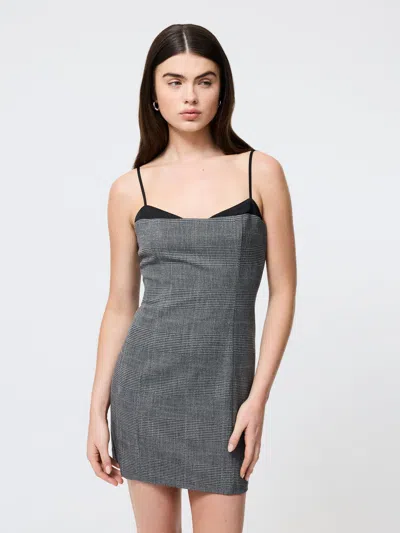 French Connection Owen Plaid Peekaboo Dress In Gray