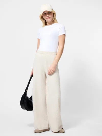 French Connection Marley Knit Wide Leg Pant  Trousers In Neutral