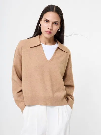 French Connection Sloane Johnny Collar Pullover In Brown