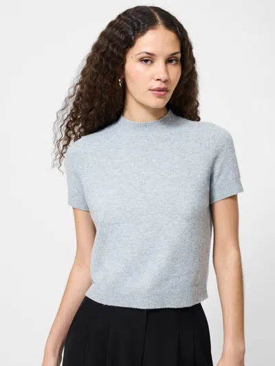 French Connection Vhari Short Sleeve Crop Sweater In Gray