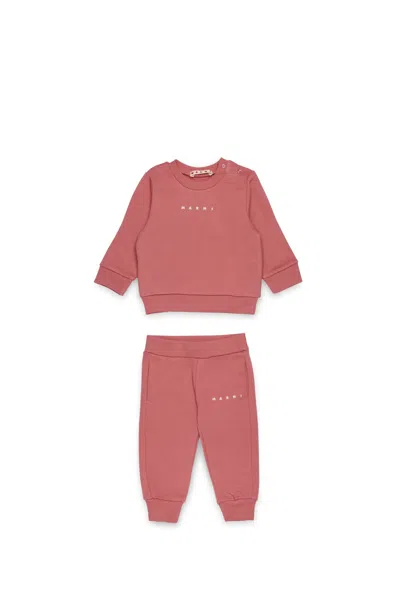 Marni Fleece Tracksuit Set With Institutional Logo In Pink
