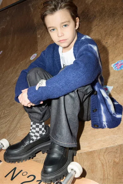 N°21 Tie-dye Wool Cardigan In Blue