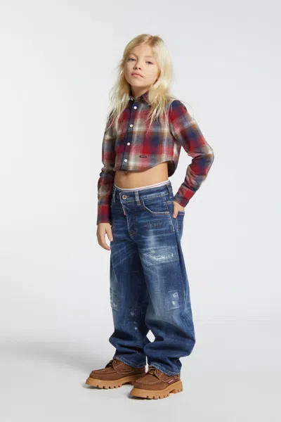 Dsquared2 Cropped Flannel Plaid Shirt In Multi