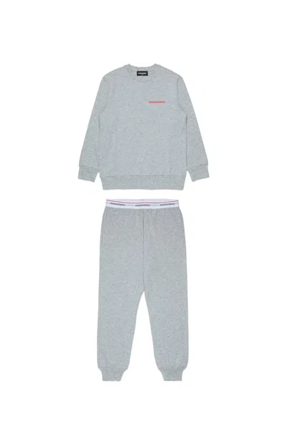 Dsquared2 Jersey Pajamas With Logo In Gray