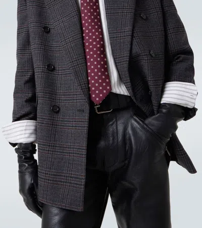 Saint Laurent Checked Wool And Cashmere Blazer In Gray