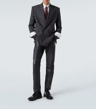 Saint Laurent Checked Wool And Cashmere Blazer In Gray