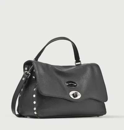 Zanellato Structured Black Calf Leather Shoulder Bag In Black