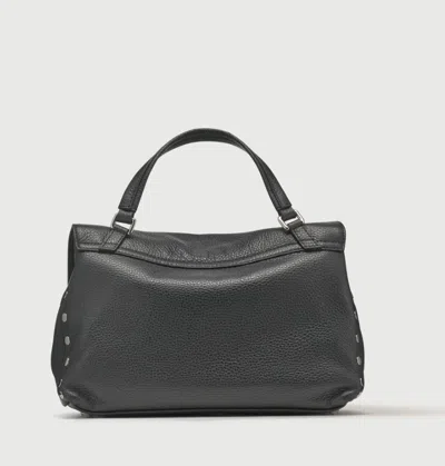 Zanellato Structured Black Calf Leather Shoulder Bag In Black