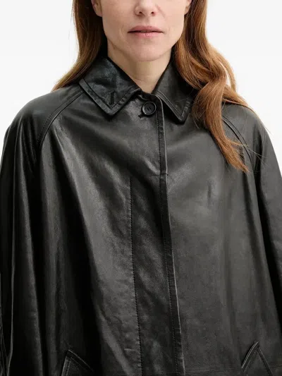 Bally Buttoned Leather Jacket In Black